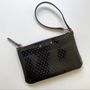 Kate Spade Black Patent Polka Dot Wristlet Pouch
